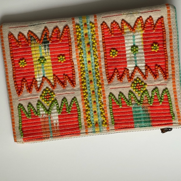 NWOT Raj Los Angeles 2010s Deadstock Orange Beaded boho Clutch Handbag - Picture 1 of 4